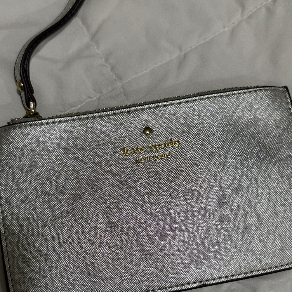 Kate Spade Metallic Silver Wristlet